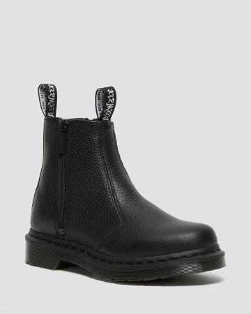 Dr Martens 2976 Leren Rits Enkellaars Dames Zwart | NL 78DFM